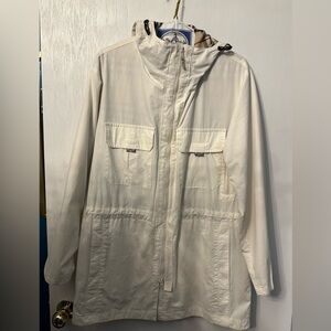 Burberry White Raincoat/Windbreaker with Hood - Size M